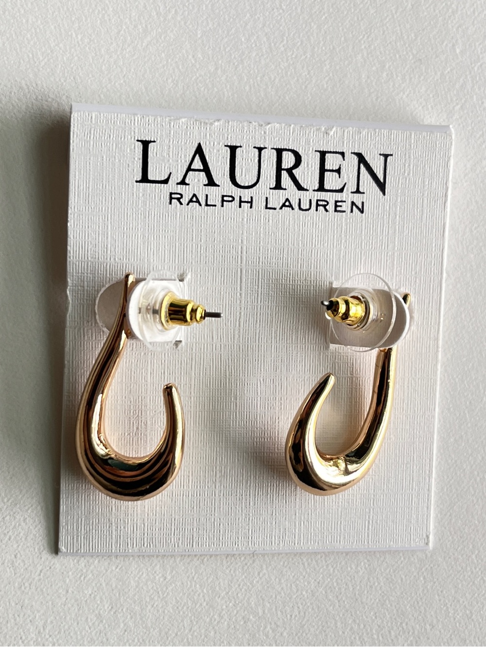 Lauren Ralph Lauren Polished Gold Curved Hoop Stud Earrings